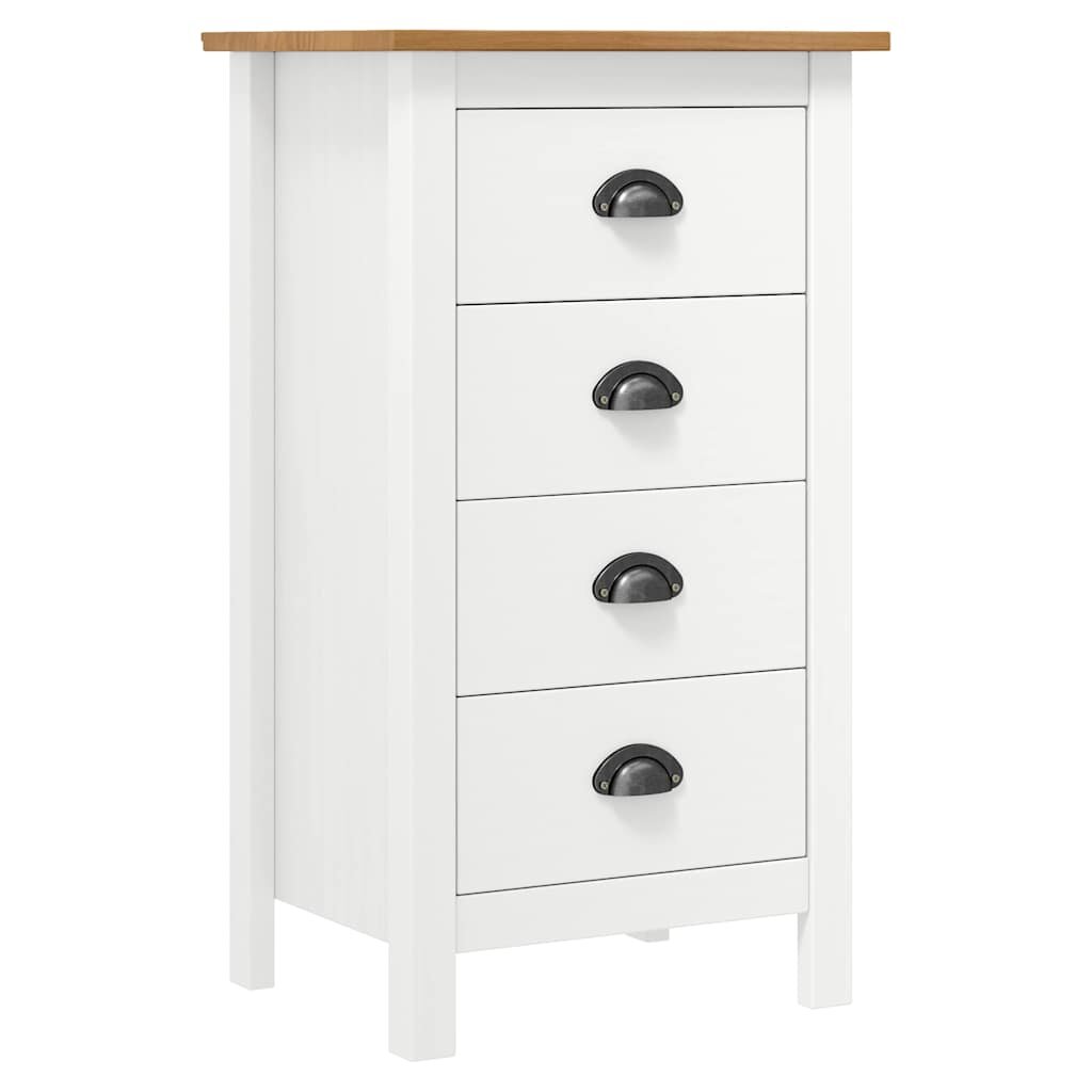 vidaXL Сайдборд Hill бял 46x35x80 см борово дърво масив
