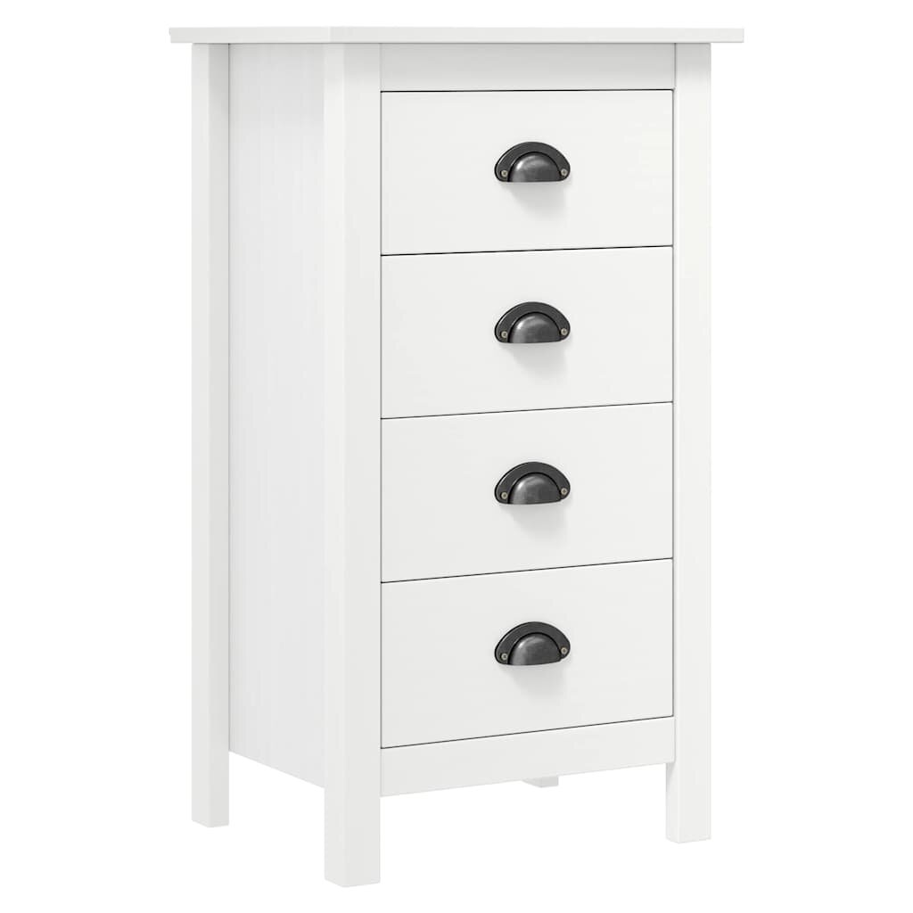 vidaXL Сайдборд Hill бял 46x35x80 см борово дърво масив