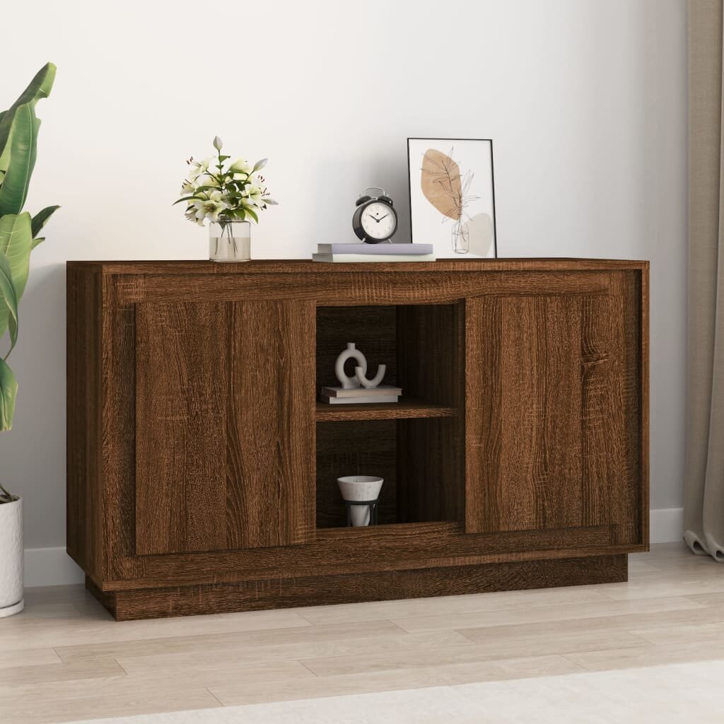 vidaXL Сайдборд кафяв дъб 102x35x60 см инженерно дърво