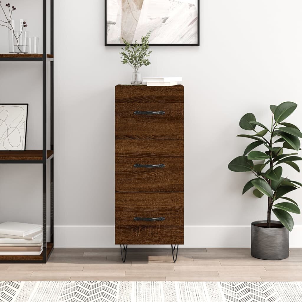 vidaXL Сайдборд кафяв дъб 345x34x90 см инженерно дърво