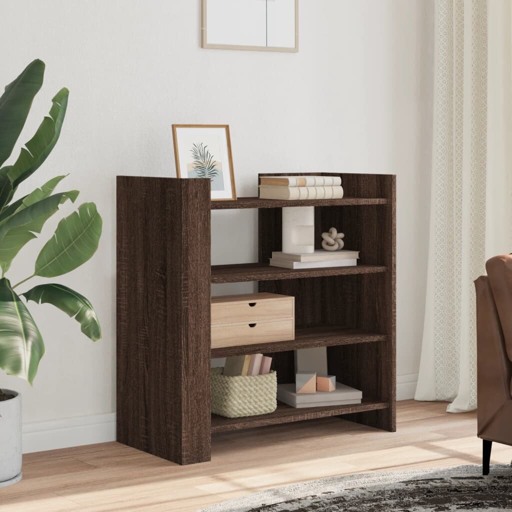 vidaXL Сайдборд кафяв дъб 735x35x75 см инженерно дърво