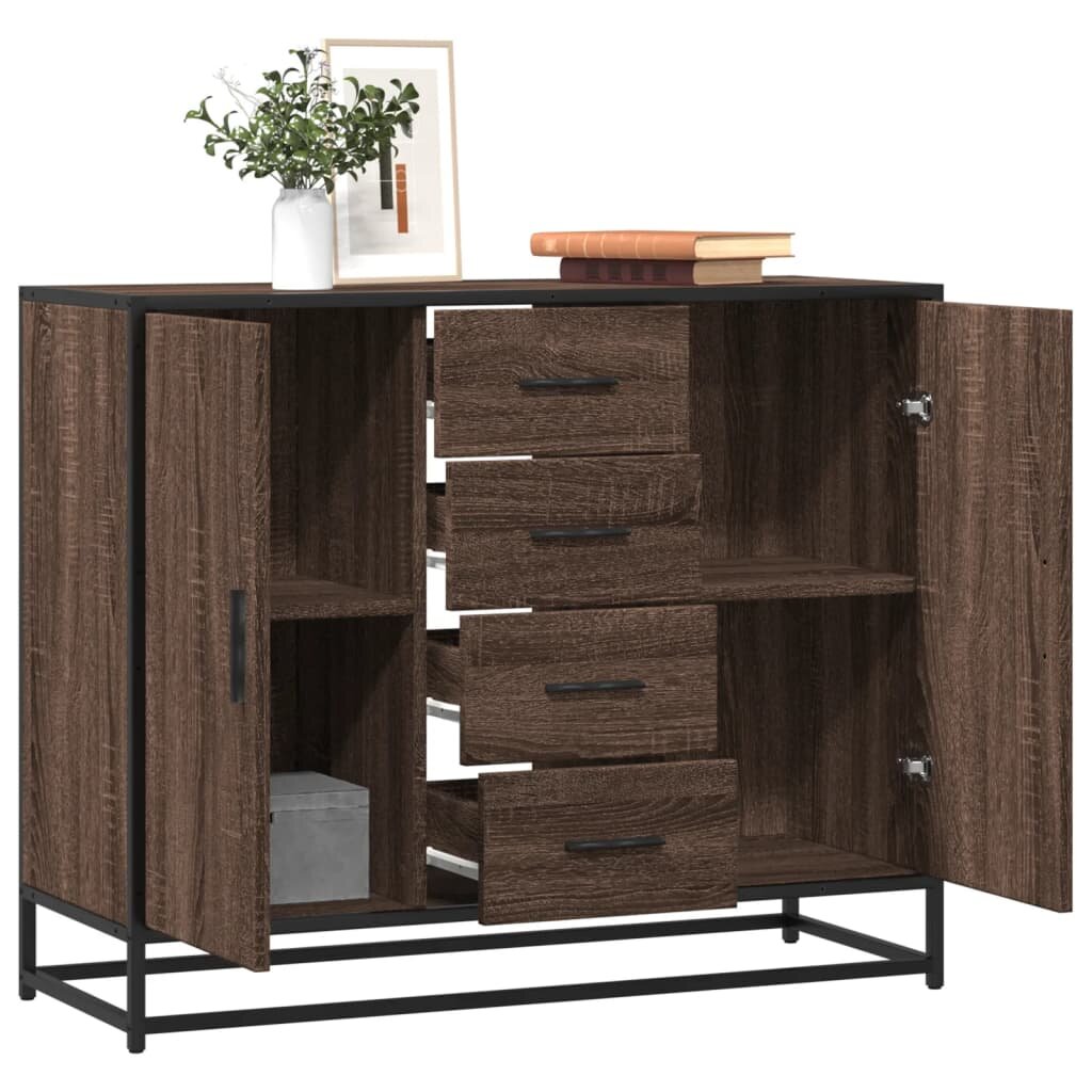 vidaXL Сайдборд кафяв дъб 92x35x76 см инженерно дърво