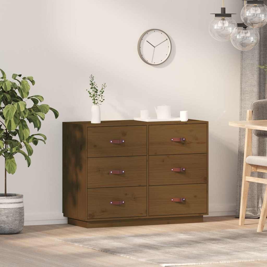 vidaXL Сайдборд меденокафяв 100x40x75 см бор масив