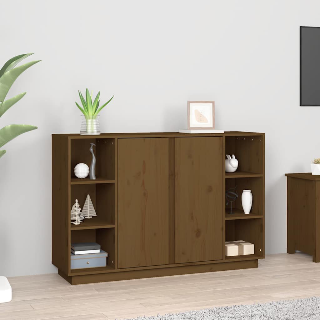 vidaXL Сайдборд меденокафяв 120x35x80 см бор масив