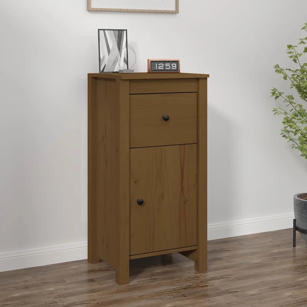 vidaXL Сайдборд меденокафяв 40x35x80 см бор масив