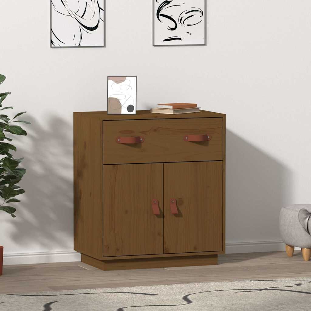 vidaXL Сайдборд меденокафяв 655x40x75 см бор масив