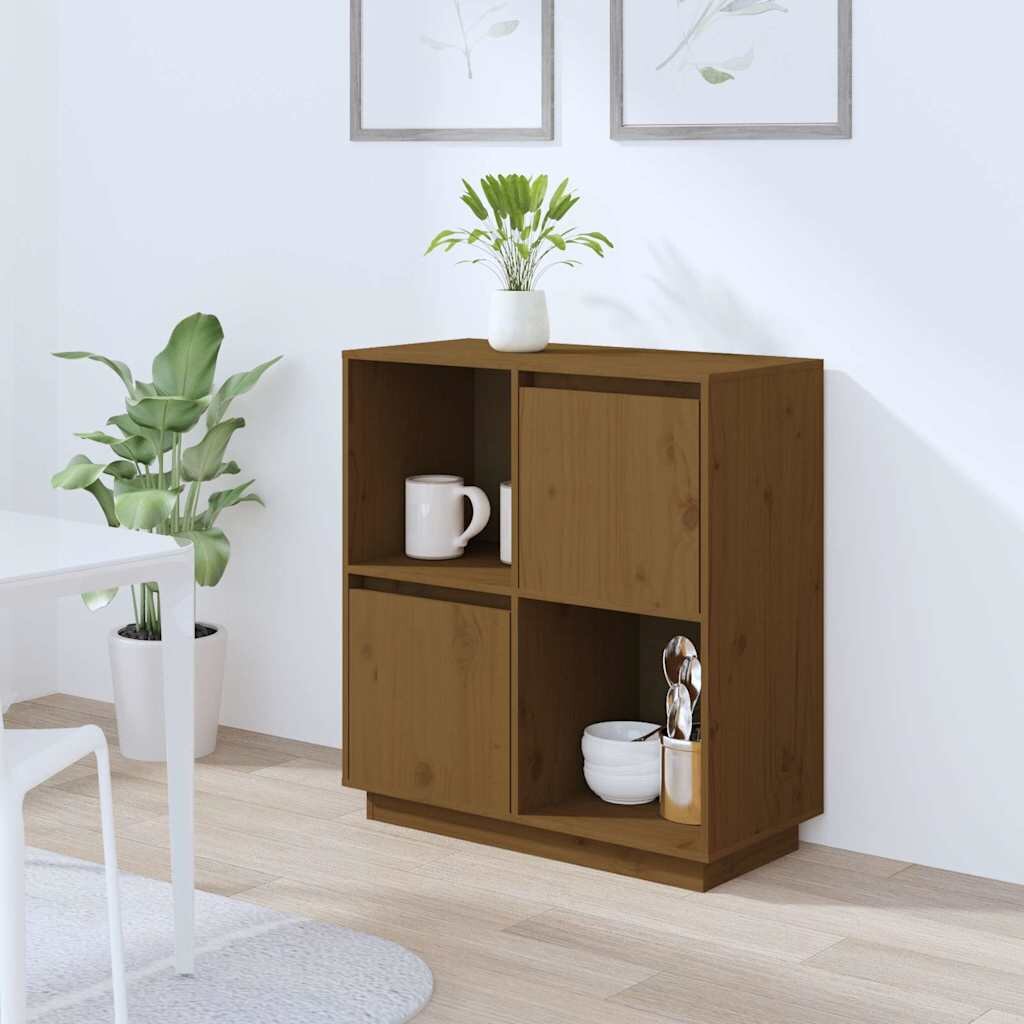 vidaXL Сайдборд меденокафяв 74x35x80 см бор масив