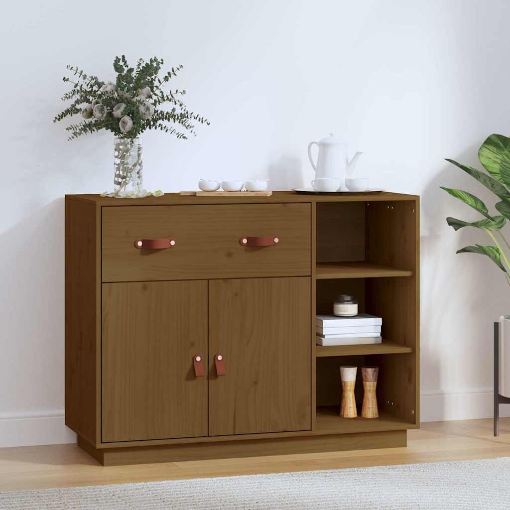 vidaXL Сайдборд меденокафяв 985x40x75 см бор масив