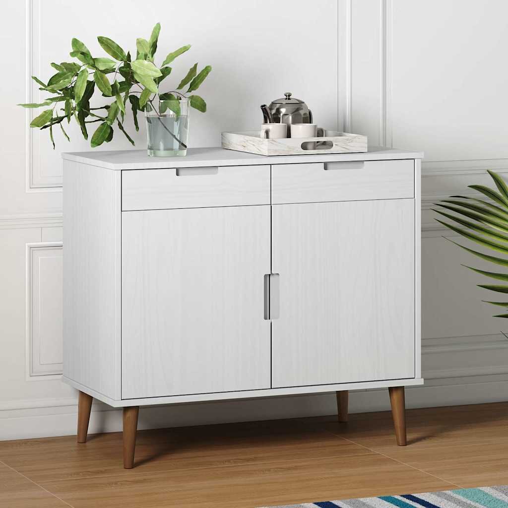 vidaXL Сайдборд MOLDE бял 90x40x80 см бор масив