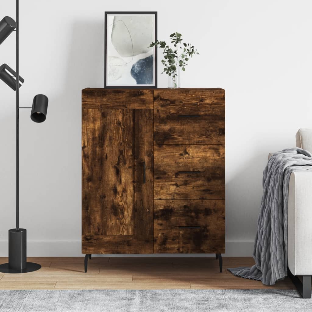 vidaXL Сайдборд опушен дъб 695x34x90 см инженерно дърво