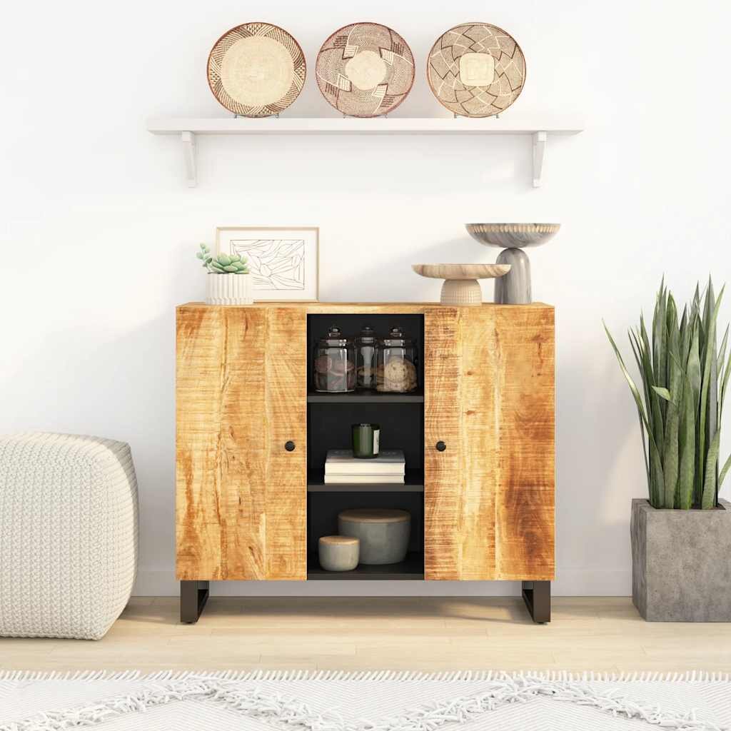 vidaXL Сайдборд с 2 врати 90x33x75 см мангово дърво масив