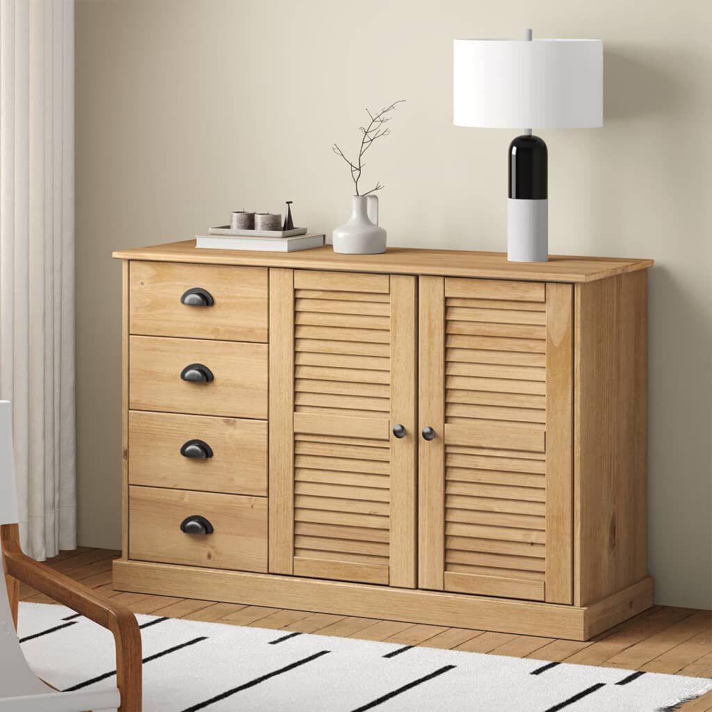 vidaXL Сайдборд с чекмеджета VIGO 113x40x75 см бор масив
