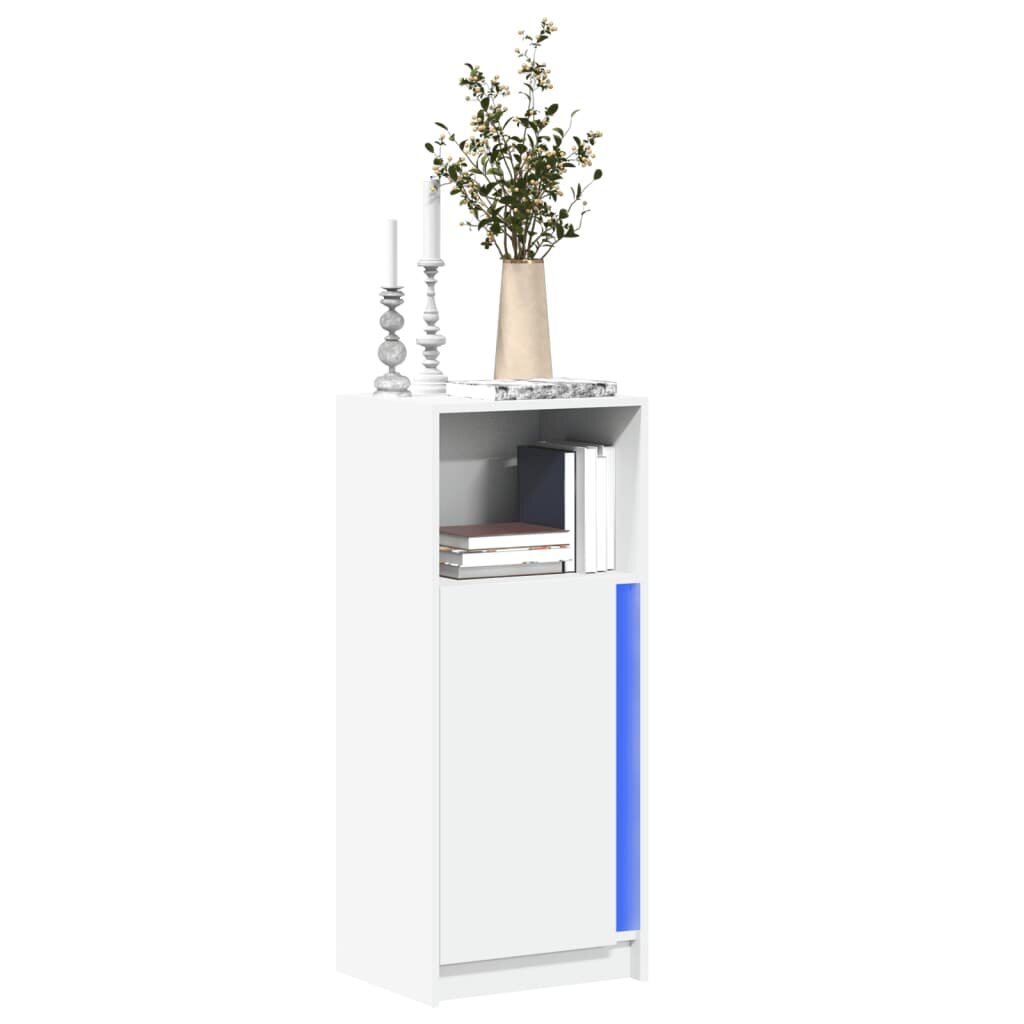 vidaXL Сайдборд с LED бял 425x34x100 см инженерно дърво