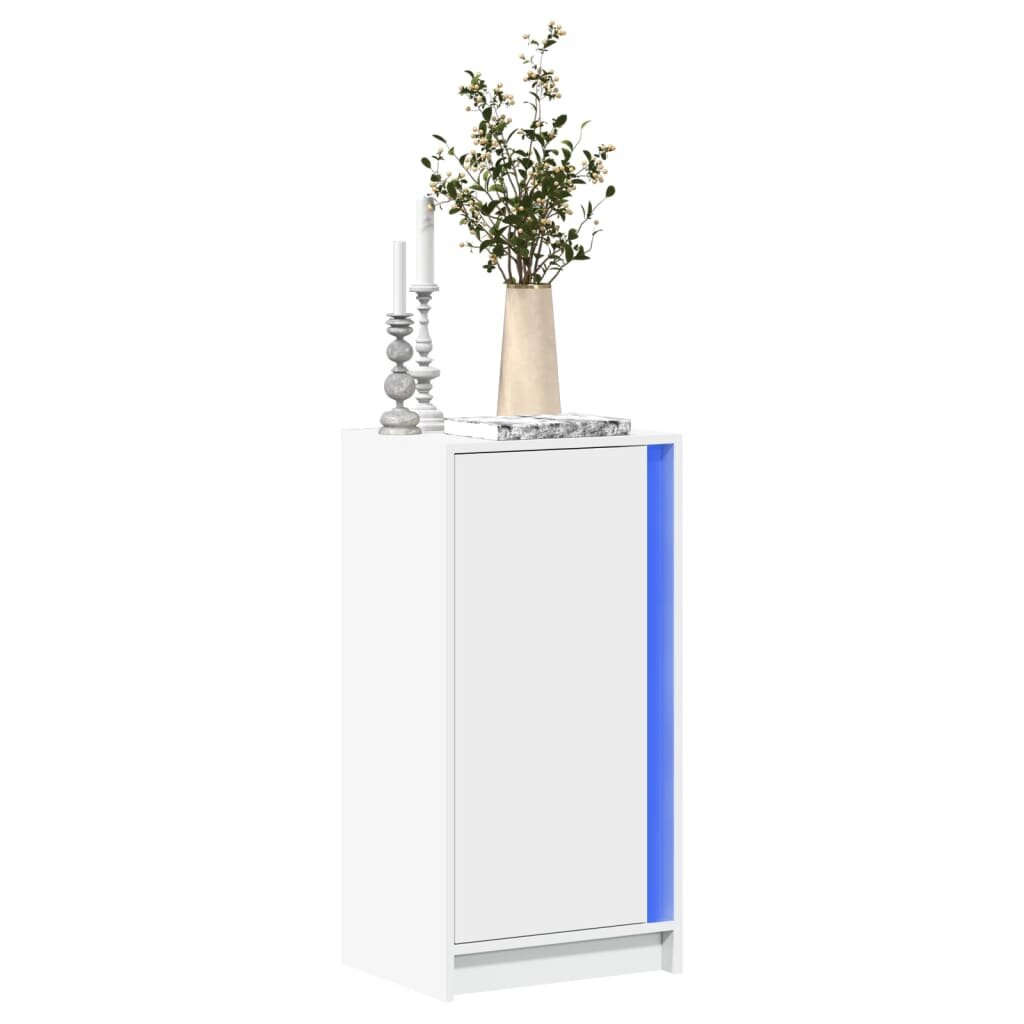 vidaXL Сайдборд с LED бял 425x34x85 см инженерно дърво