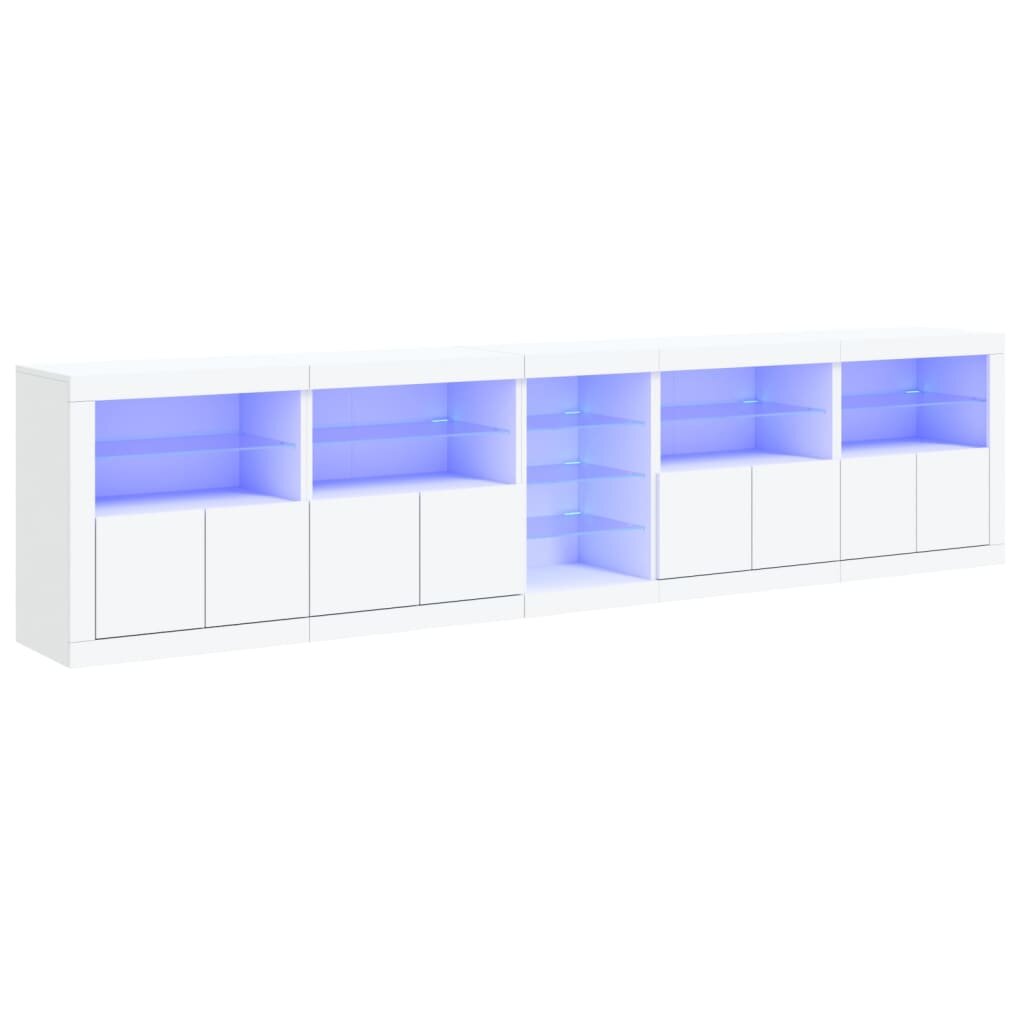 vidaXL Сайдборд с LED светлини бял 283x37x67 см