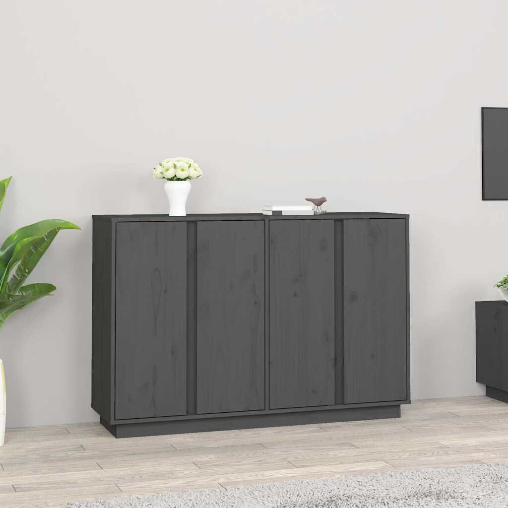 vidaXL Сайдборд сив 120x35x80 см бор масив
