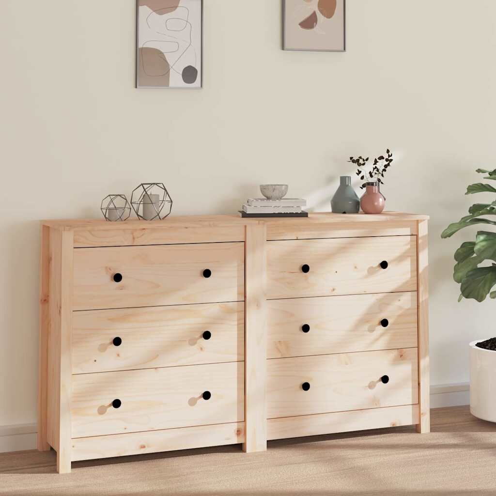 vidaXL Сайдборд сив 140x35x80 см бор масив