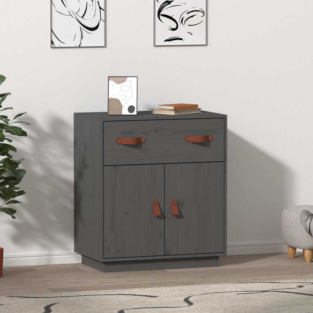 vidaXL Сайдборд сив 655x40x75 см бор масив