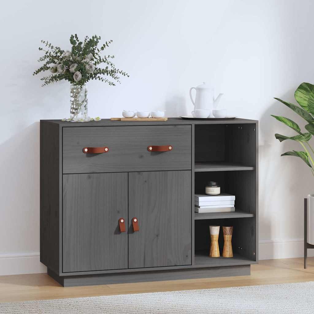 vidaXL Сайдборд сив 985x40x75 см бор масив