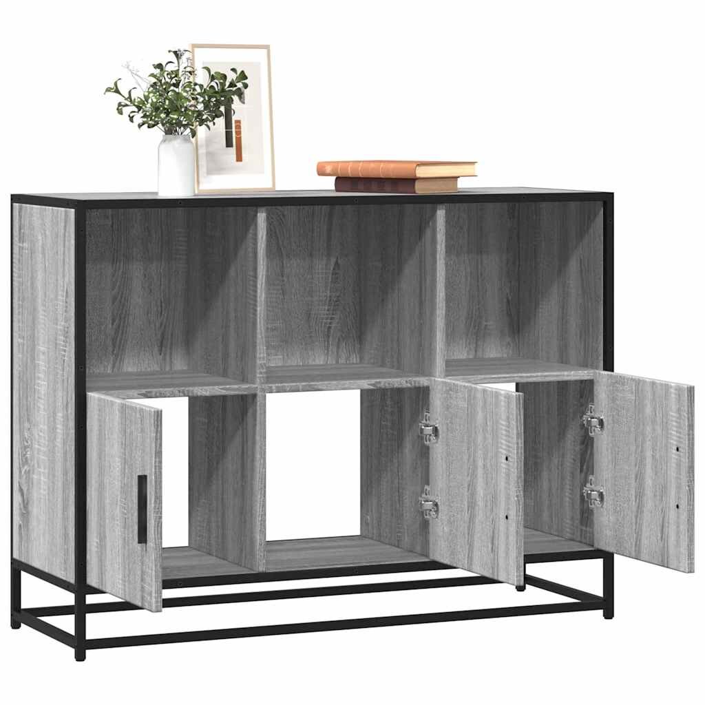 vidaXL Сайдборд Сив сонома 100x35x76 см инженерно дърво