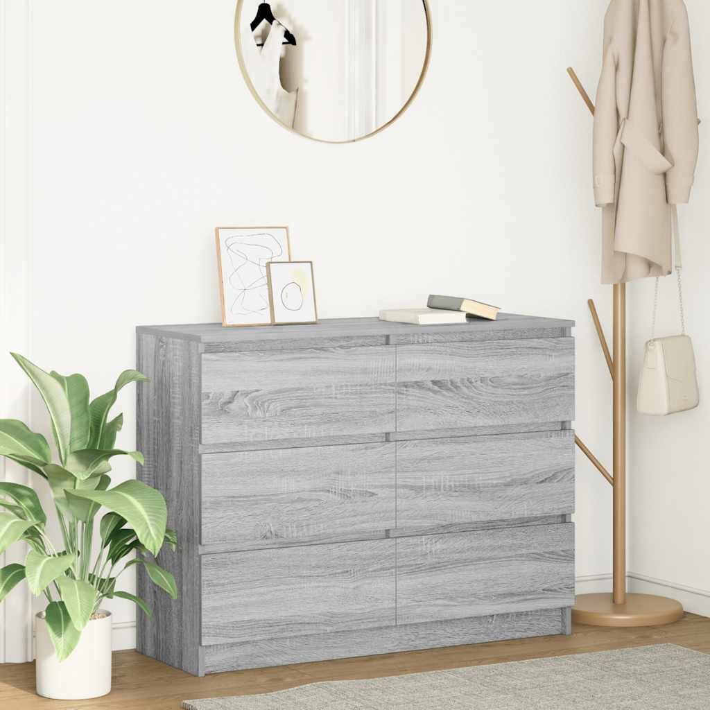 vidaXL Сайдборд Сив сонома 100x35x76 см инженерно дърво