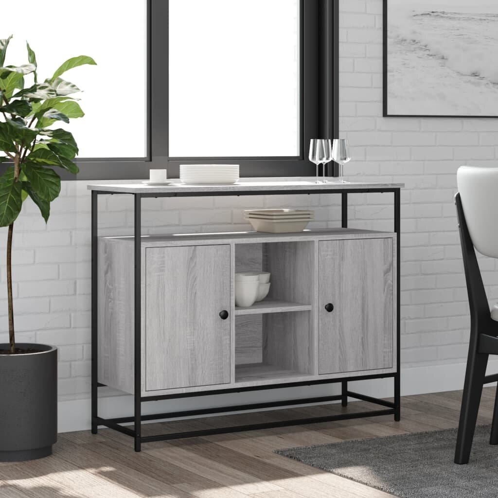 vidaXL Сайдборд сив сонома 100x35x80 см инженерно дърво