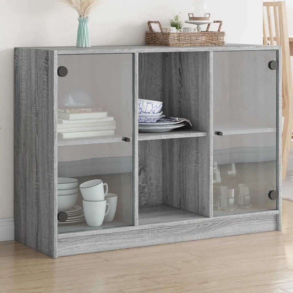 vidaXL Сайдборд сив сонома 102x37x755 см инженерно дърво