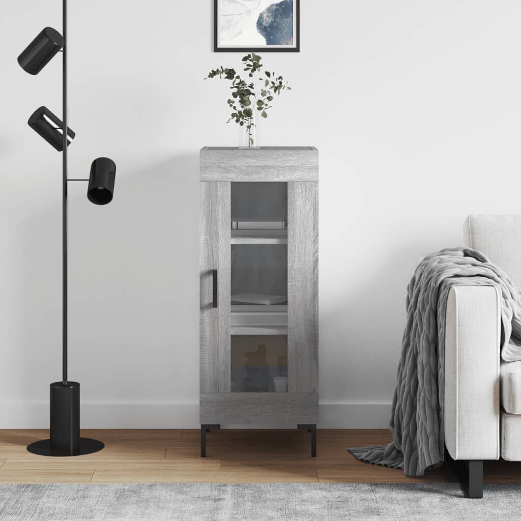 vidaXL Сайдборд сив сонома 345x34x90 см инженерно дърво