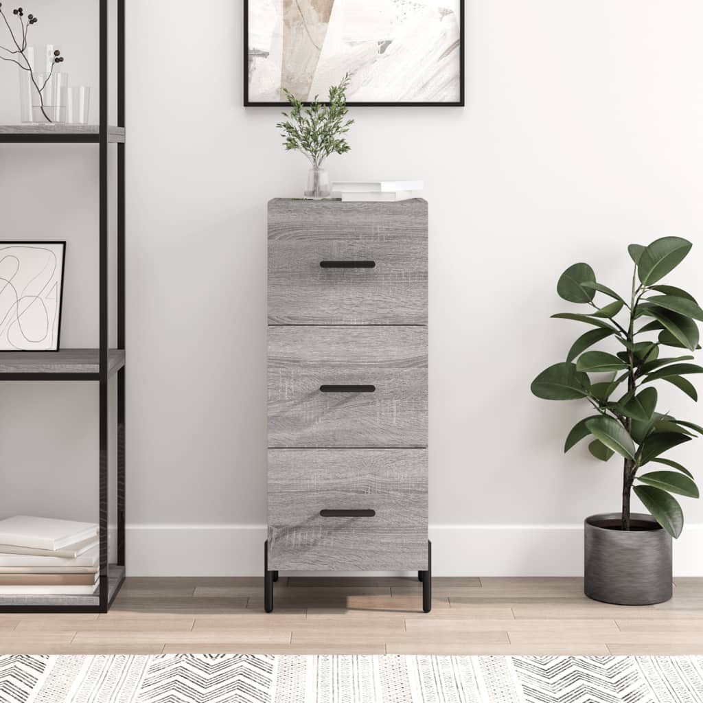 vidaXL Сайдборд сив сонома 345x34x90 см инженерно дърво
