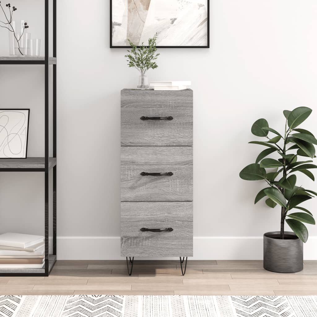 vidaXL Сайдборд сив сонома 345x34x90 см инженерно дърво