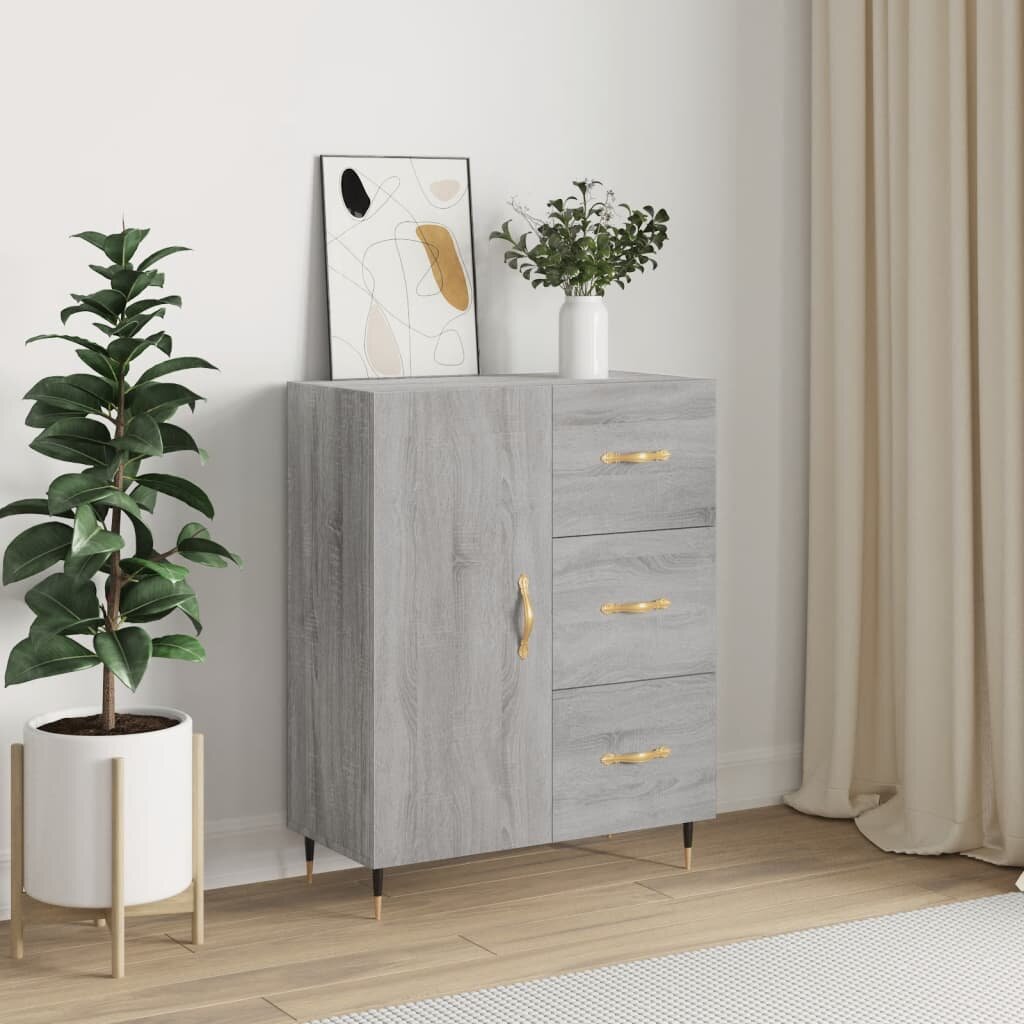 vidaXL Сайдборд сив сонома 695x34x90 см инженерно дърво