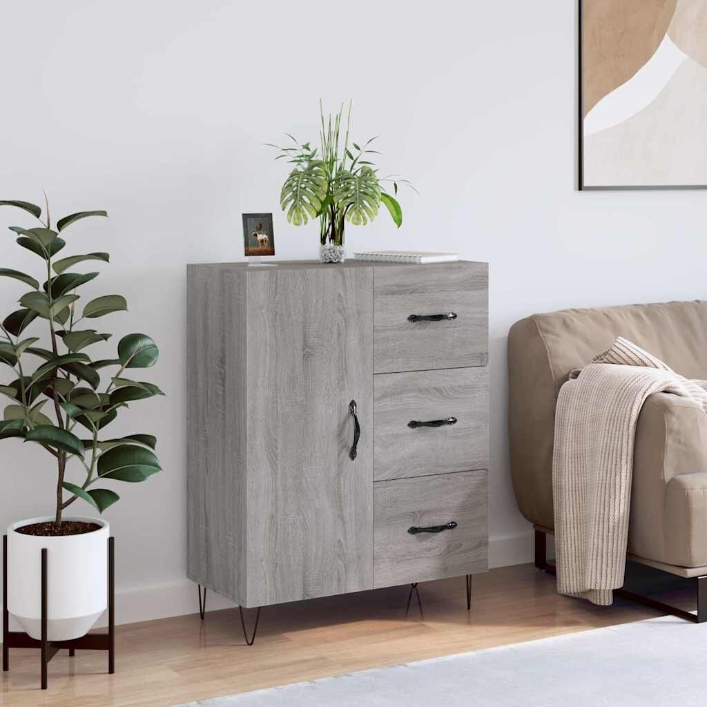 vidaXL Сайдборд сив сонома 695x34x90 см инженерно дърво