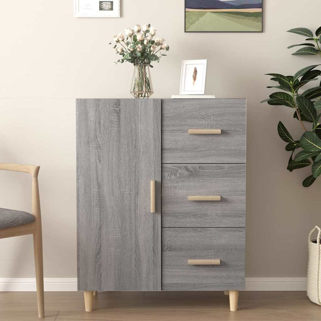 vidaXL Сайдборд сив сонома 695x34x90 см инженерно дърво