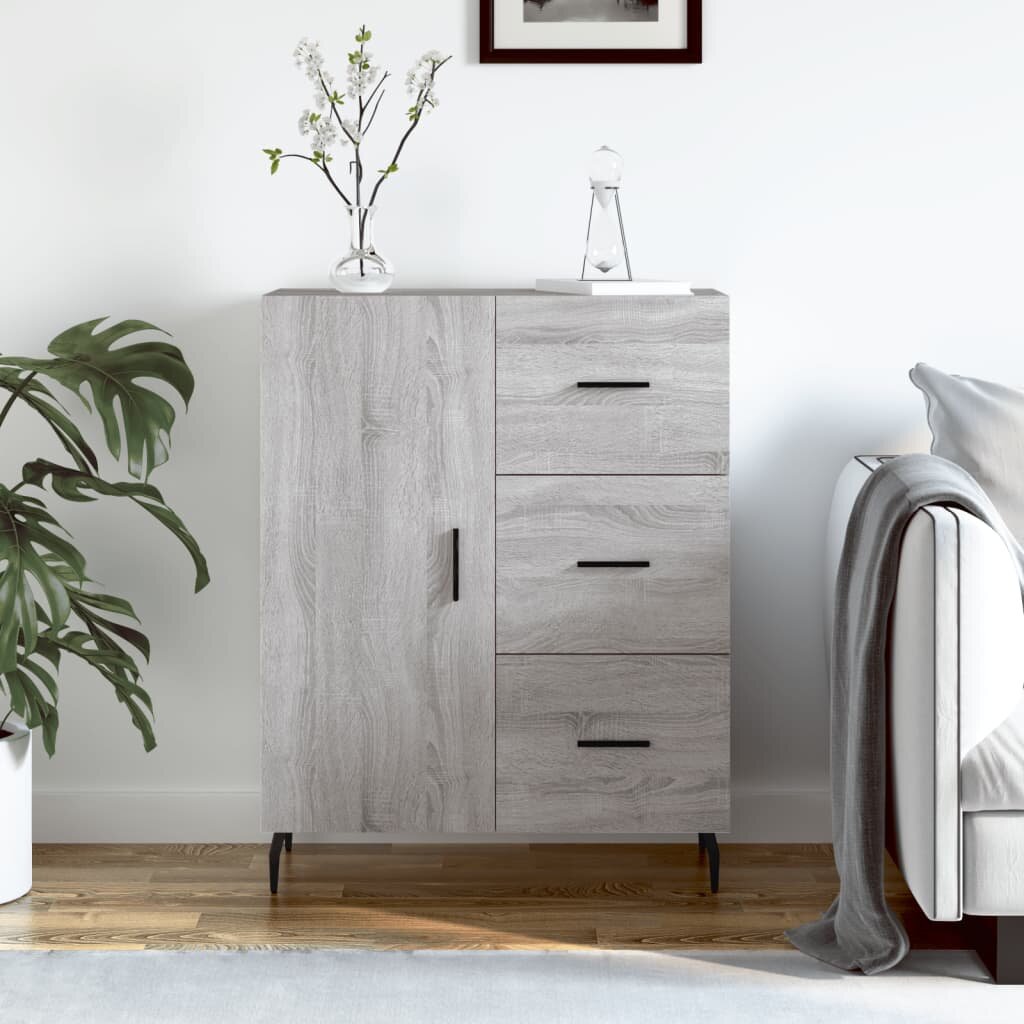 vidaXL Сайдборд сив сонома 695x34x90 см инженерно дърво