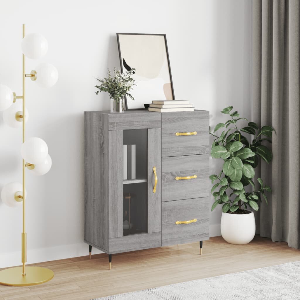 vidaXL Сайдборд сив сонома 695x34x90 см инженерно дърво