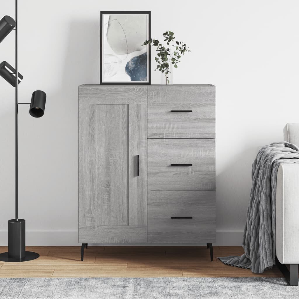 vidaXL Сайдборд сив сонома 695x34x90 см инженерно дърво