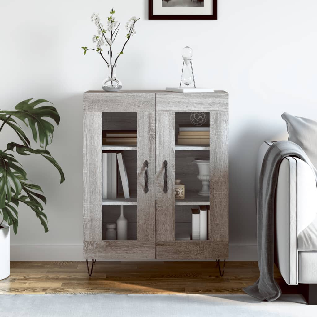 vidaXL Сайдборд сив сонома 695x34x90 см инженерно дърво
