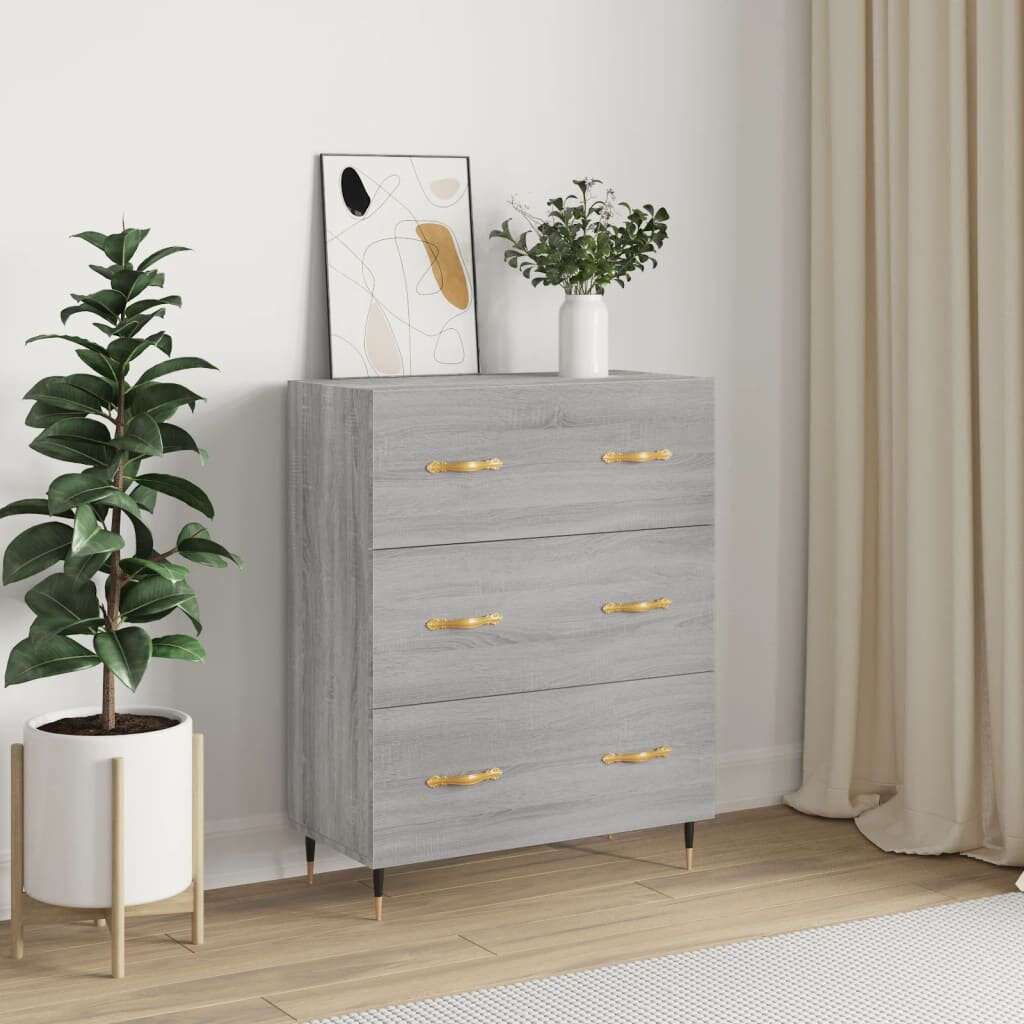 vidaXL Сайдборд сив сонома 695x34x90 см инженерно дърво