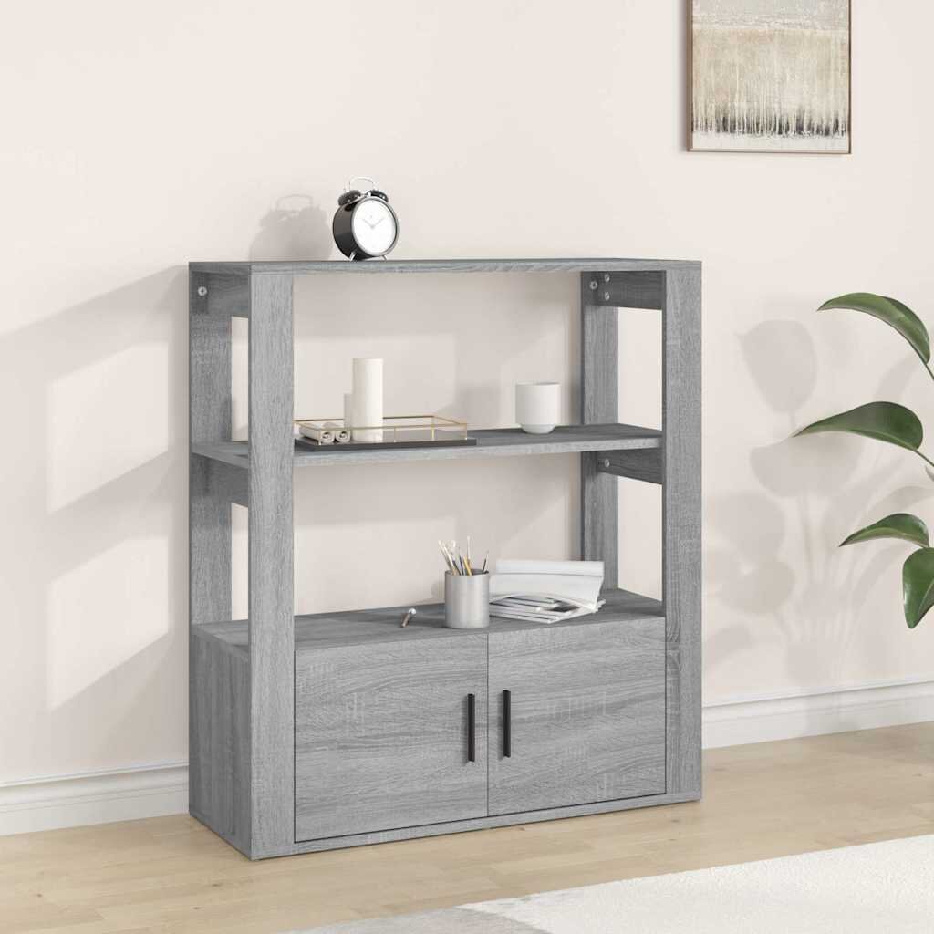 vidaXL Сайдборд сив сонома 80x30x90 см инженерно дърво