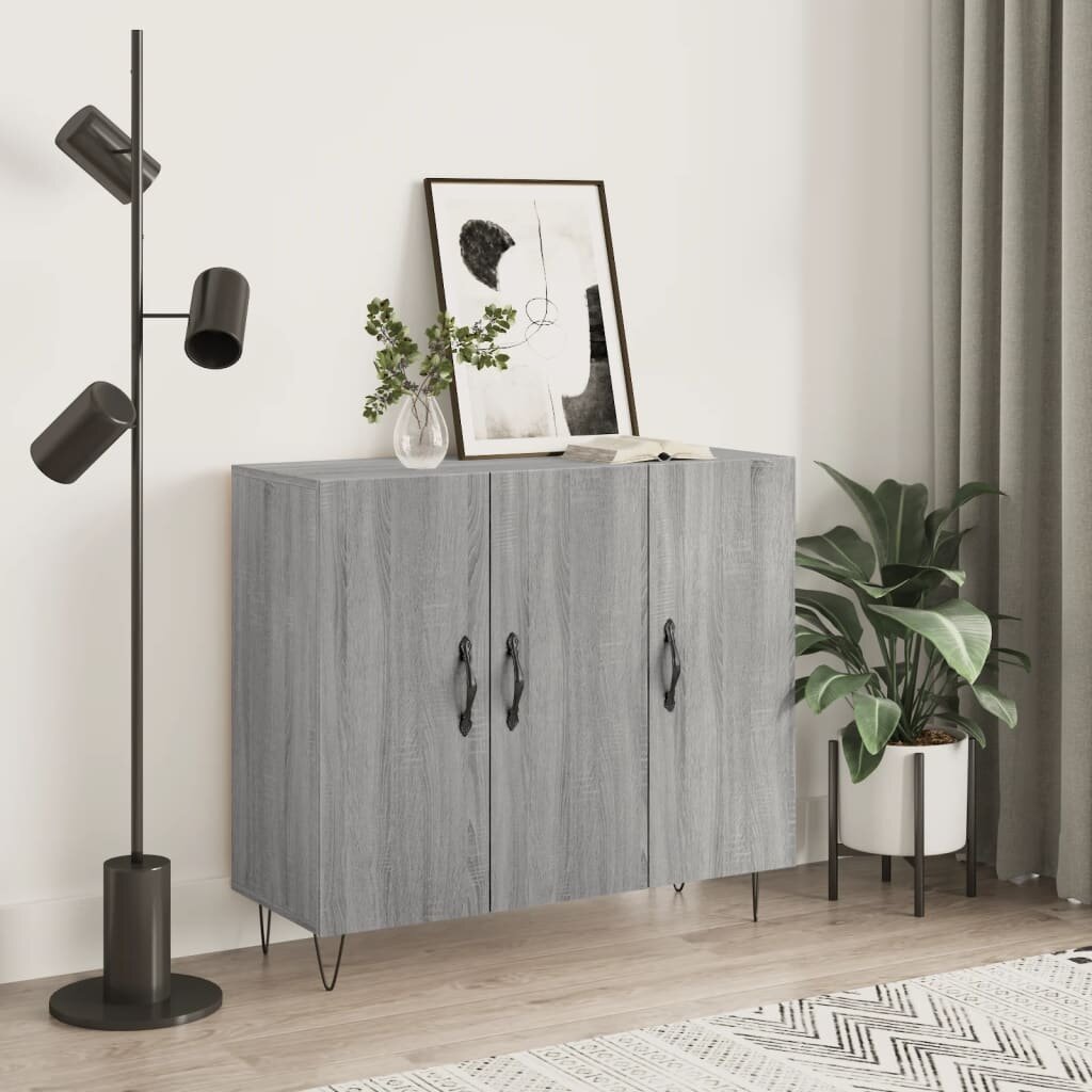 vidaXL Сайдборд Сив сонома 90x34x80 см инженерно дърво