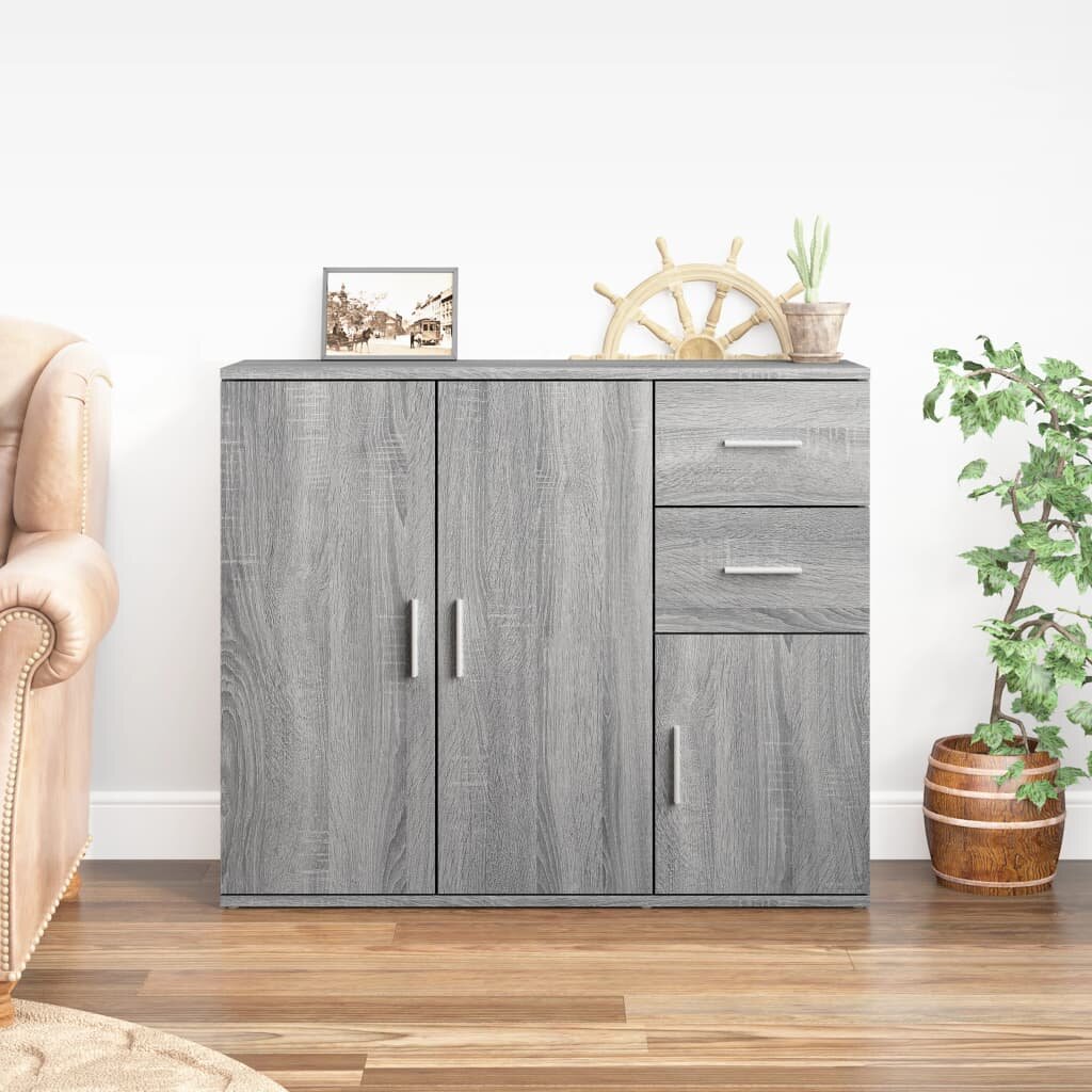 vidaXL Сайдборд сив сонома 91x295x75 см инженерно дърво