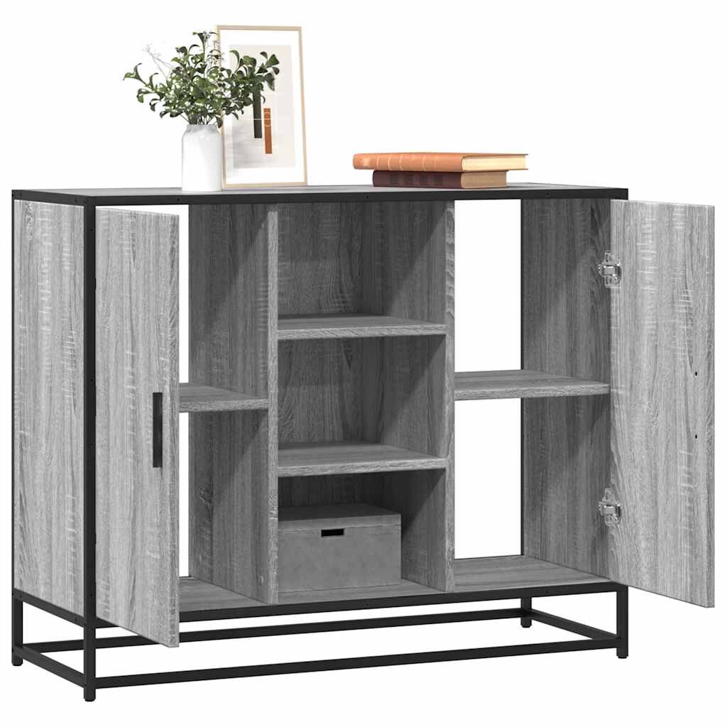 vidaXL Сайдборд сив сонома 92x35x76 см инженерно дърво