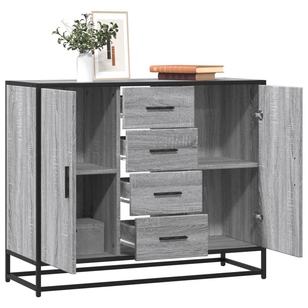 vidaXL Сайдборд сив сонома 92x35x76 см инженерно дърво
