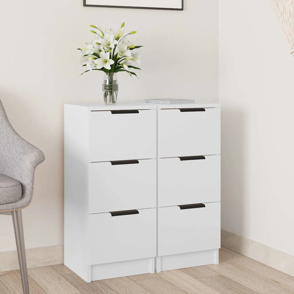 vidaXL Сайдборди 2 бр бели 30x30x70 см инженерно дърво