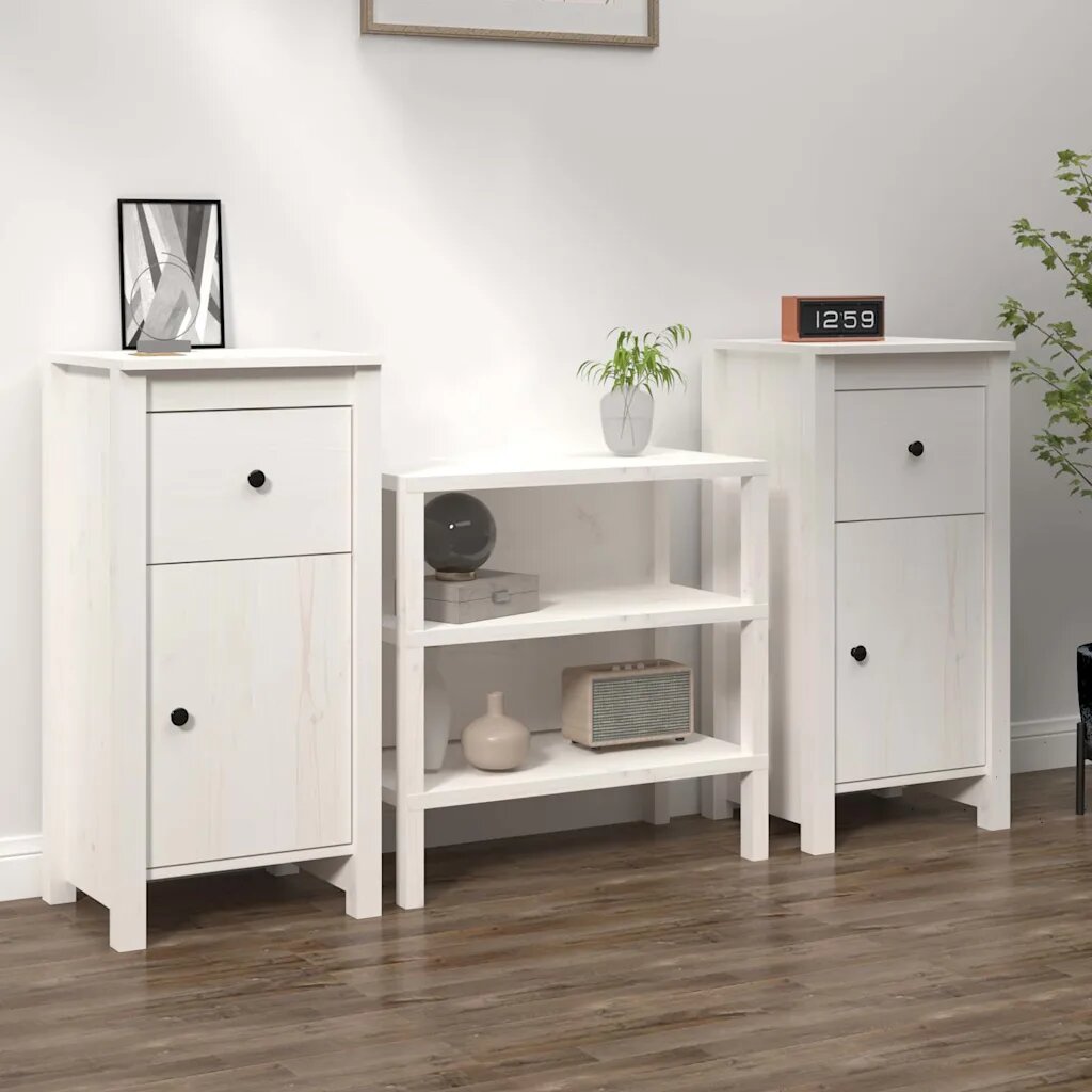 vidaXL Сайдборди 2 бр бели 40x35x80 см бор масив