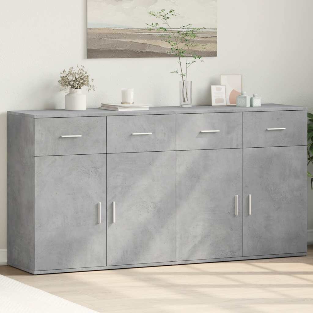 vidaXL Сайдборди 2 бр бетонно сиви 79x38x80 см инженерно дърво