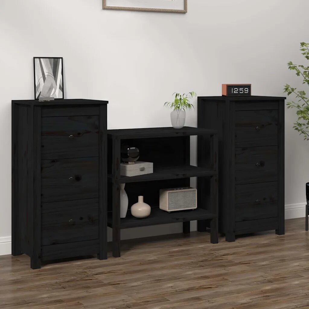 vidaXL Сайдборди 2 бр черни 40x35x80 см бор масив