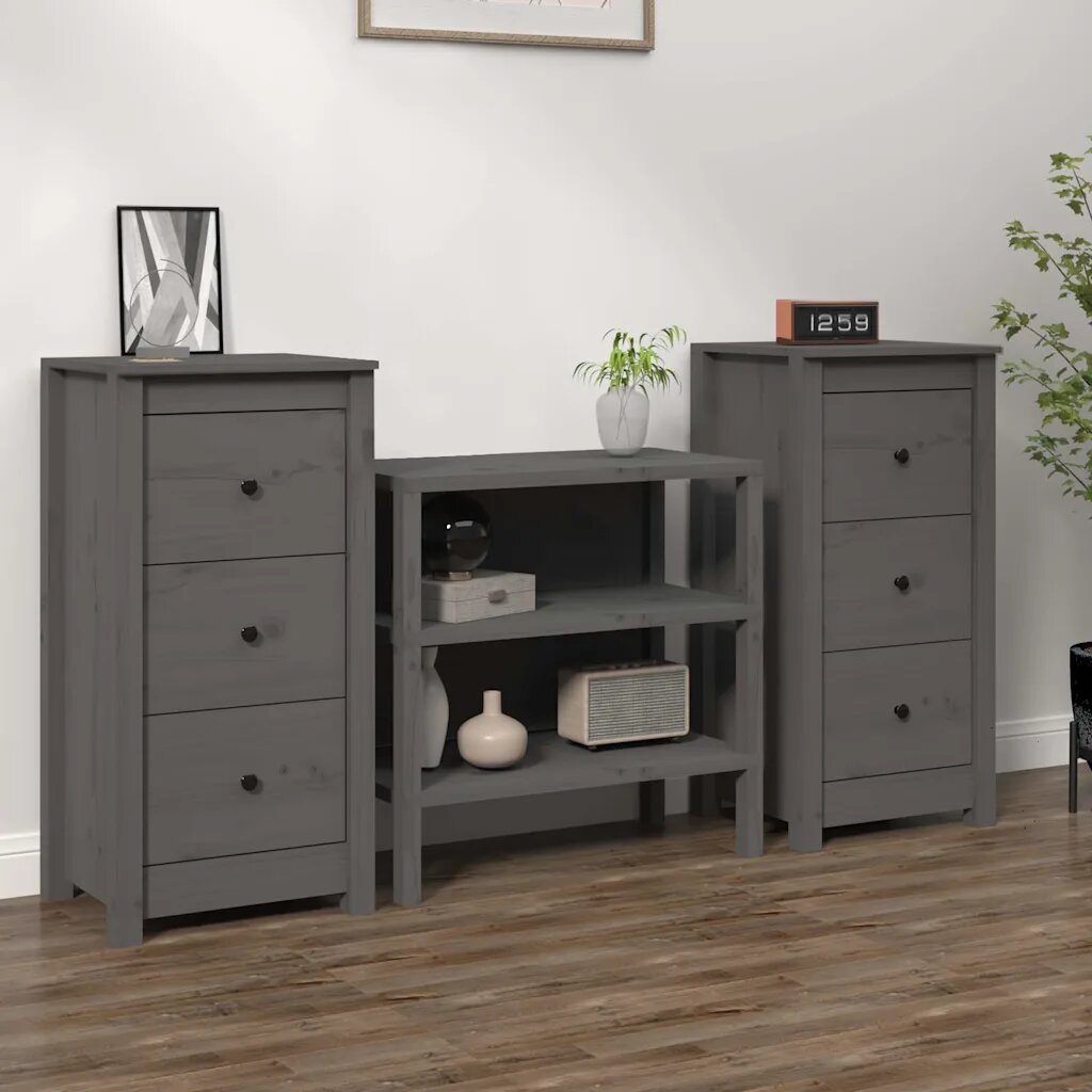 vidaXL Сайдборди 2 бр черни 40x35x80 см бор масив