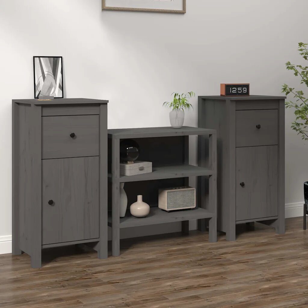 vidaXL Сайдборди 2 бр черни 40x35x80 см бор масив