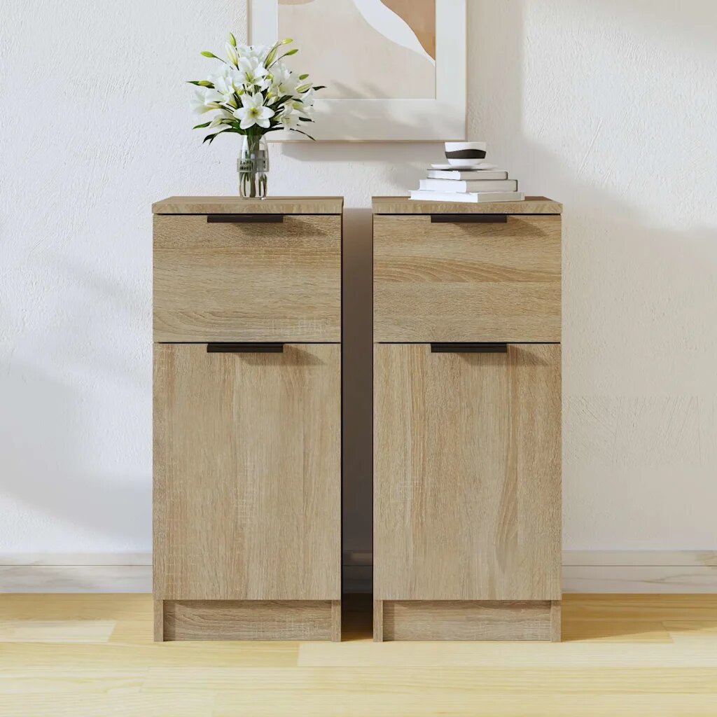 vidaXL Сайдборди 2 бр дъб сонома 30x30x70 см инженерно дърво